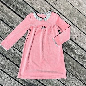 Cyrillus Paris Girls Pink Velour Long Sleeved Fall Winter Dress Size 7/8
